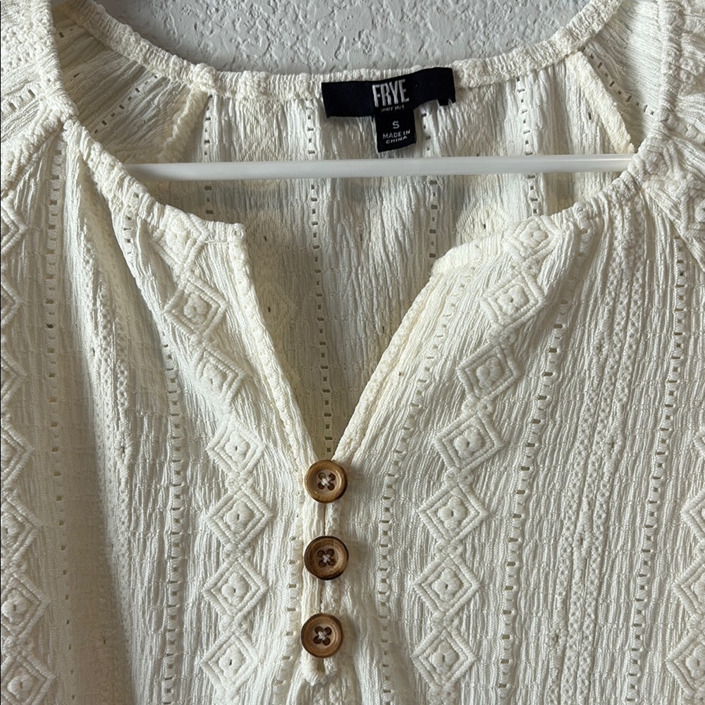Frye Ivory Button-Accent peasant Blouse - Picture 4 of 7